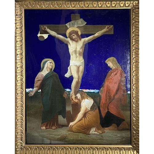 1407 - Late 19th/Early 20th Century British School The Crucifixion Oil on board 78.5 x 59cm