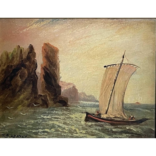 1412 - T.B. HEATLY (19th/20th Century British School) 'Holy Island' and 'Bass Rock' Pair oils on board Both... 