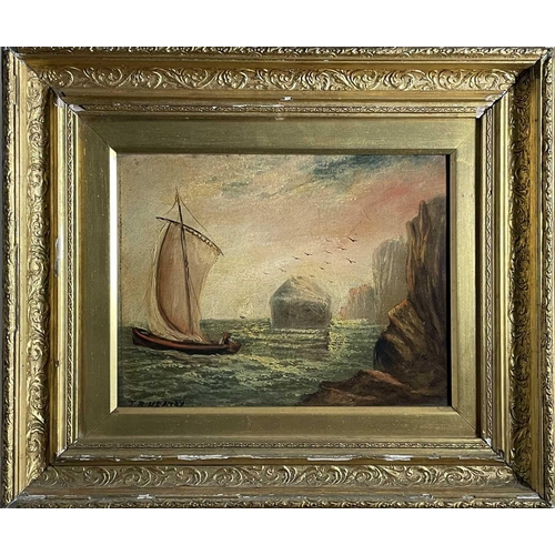 1412 - T.B. HEATLY (19th/20th Century British School) 'Holy Island' and 'Bass Rock' Pair oils on board Both... 