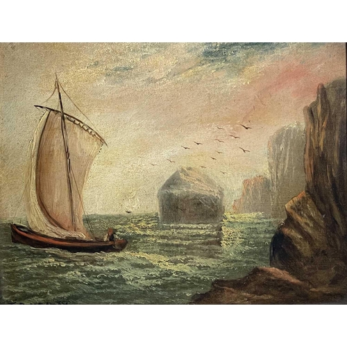 1412 - T.B. HEATLY (19th/20th Century British School) 'Holy Island' and 'Bass Rock' Pair oils on board Both... 