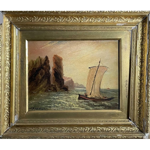 1412 - T.B. HEATLY (19th/20th Century British School) 'Holy Island' and 'Bass Rock' Pair oils on board Both... 