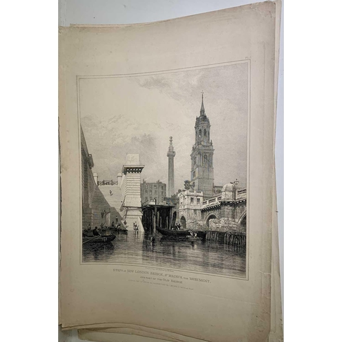 1423 - Edward William COOKE (1811-1880) Old London Bridge Engravings with descriptions from the twelve plat... 