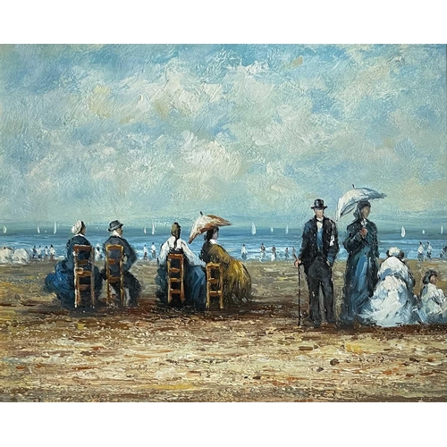 1424 - In the manner of Eugene BOUDIN The Tea Party and A Day at the Beach Two late 20th/early 21st Century... 