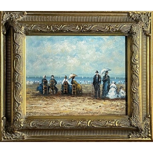 1424 - In the manner of Eugene BOUDIN The Tea Party and A Day at the Beach Two late 20th/early 21st Century... 