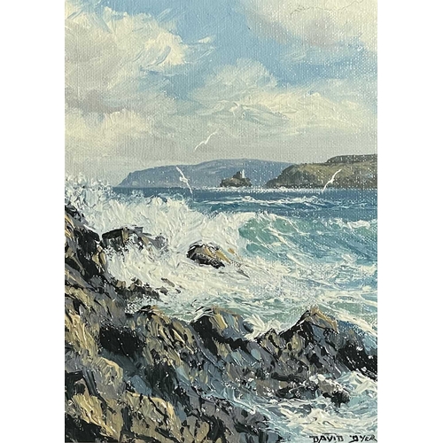 1434 - David DYER (1947-2006) 'Godrevy Lighthouse From The Island St Ives Corrnwall' Oil on board Signed In... 