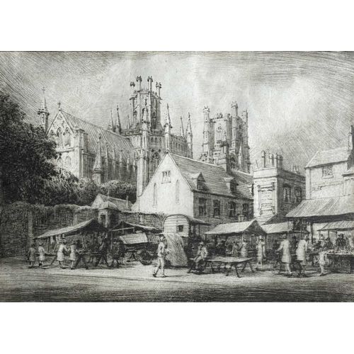 1436 - Tom WHITEHEAD (1886-1959) 'Ely Market Place' and 'Durham' Two etchings Both signed and inscribed as ... 