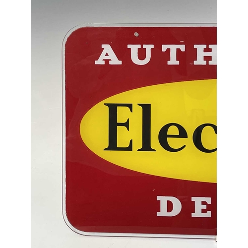 145 - A 1960s glass advertising plaque 'Authorised Electrolux Dealer', 31X51cm.