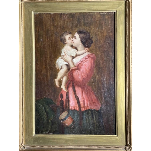 1455 - James BUCHANAN RA (fl. 1848-1855) Mother and Child Oil on canvas Signed 44.5 x 29.5cm