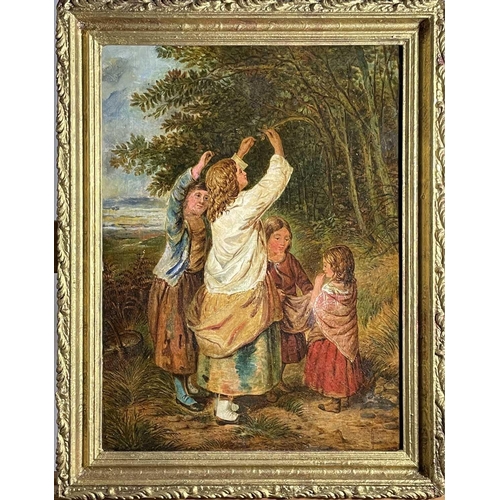 1458 - 19th Century British School The Cherry Pickers Oil on canvas 39.5 x 29cm