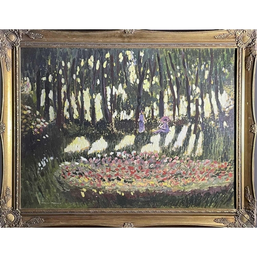 1468 - Dimitri TSOURIS (20th/21st Century British School) Ladies in a Garden Oil on canvas Signed 44 x 59.5... 