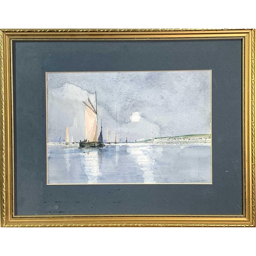 1481 - Alan WICKHAM (XX-XXI) Marine Watercolour Signed Together with a signed print by Lucelle Raad and a s... 