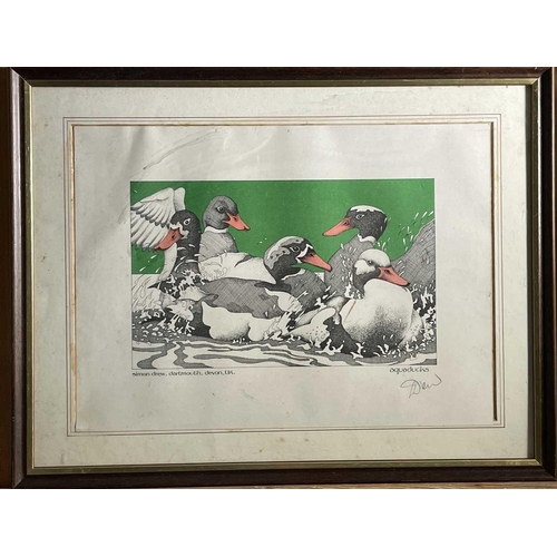 1483 - Simon DREW (1952) 'Aquaducks', print, signed, framed, image size 28cm x 38cm.