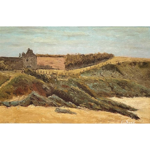 1485 - R.C.H BELLERS (XX), 'Fish Cellars - Harlyn Bay', oil on board, signed, inscribed to the verso, frame... 