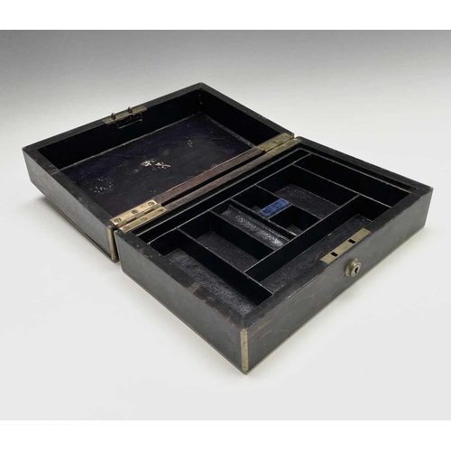 149 - A Regency coromandel and brass bound small box, with leather fitted interior, possibly formerly a Ge... 