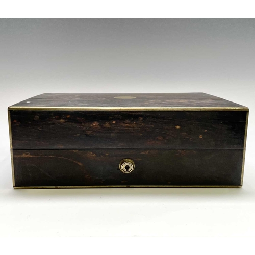 149 - A Regency coromandel and brass bound small box, with leather fitted interior, possibly formerly a Ge... 