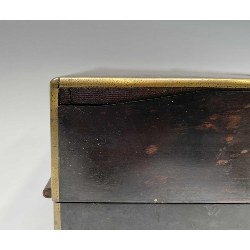 149 - A Regency coromandel and brass bound small box, with leather fitted interior, possibly formerly a Ge... 