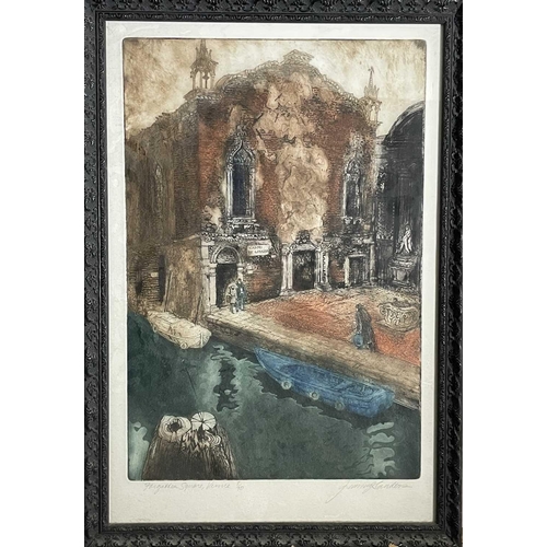 1504 - Jenny SANDERS, 'Forgotten Square, Venice', etching 8/50, signed, inscribed to the verso, framed, 61c... 