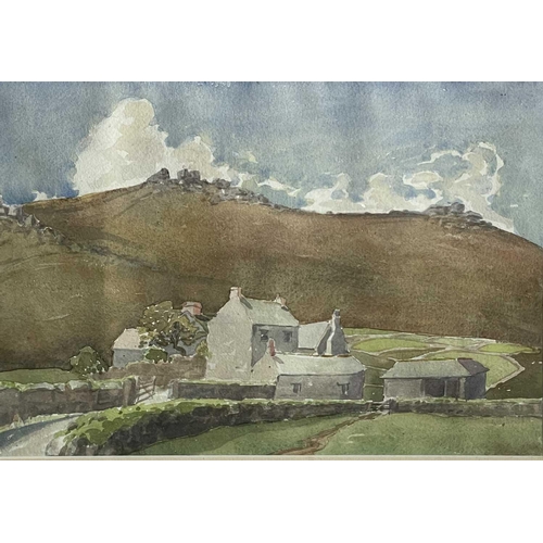 1506 - Edward WIGLEY (XX) 'Porthmear Farm with Carn Ealves behind' watercolour, framed, signed, inscribed a... 