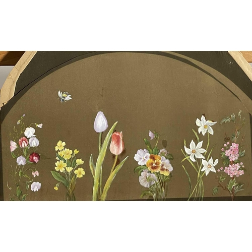 1507 - Two antique floral paintings on silk, unframed, approximately 23cm x 38cm.