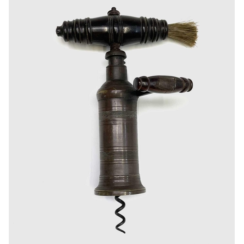 162 - A Thomason type corkscrew with bone handle and brush, height 17cm, together with a 19tg century ratc... 