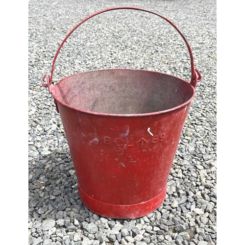 169 - Two red painted 'FIRE' buckets. The tallest 30cm (excluding handle).