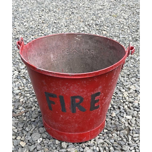 169 - Two red painted 'FIRE' buckets. The tallest 30cm (excluding handle).