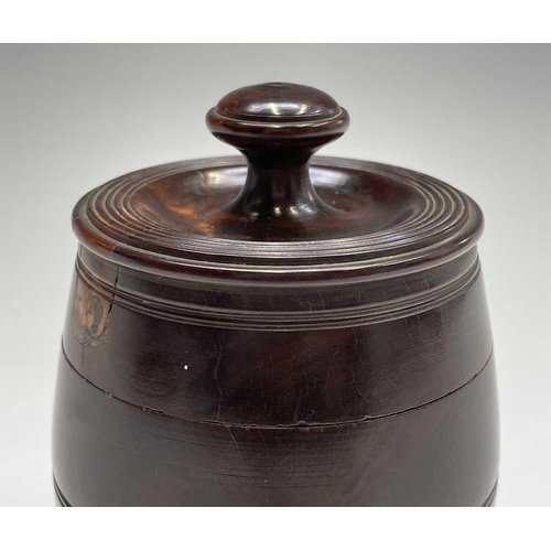 182 - A 19th century turned lignum vitae tobacco jar. Height 15cm.