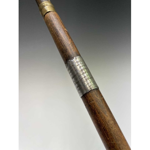 190 - A middle Eastern swordstick, with horn handle, length 96cm, together with an African leather covered... 