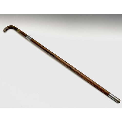 190 - A middle Eastern swordstick, with horn handle, length 96cm, together with an African leather covered... 