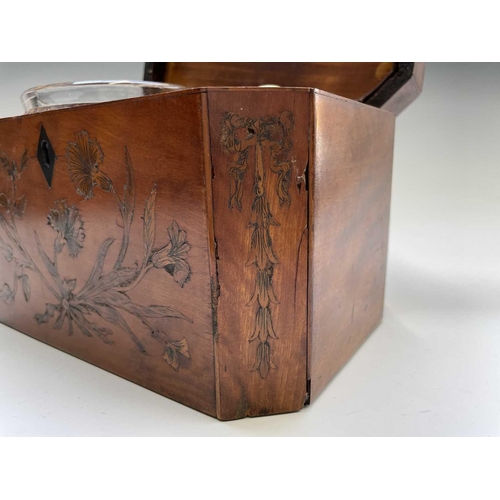 20 - A George III satinwood and floral inlaid tea caddy, the lid opening to reveal a single internal lidd... 