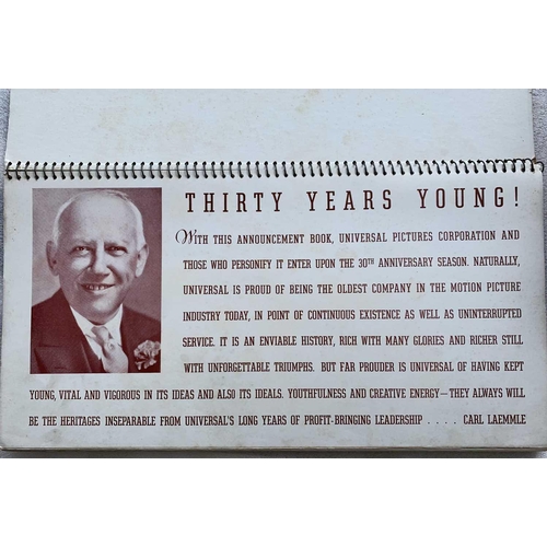 200 - A Universal Studios 1936 large format, ringbound promotional 'Announcement Book'. A remarkable and r... 