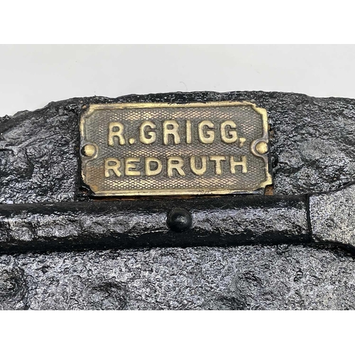 22 - A heavy cast iron Cornish range door, late 19th century, the brass plaque bearing inscription 'R. GR... 