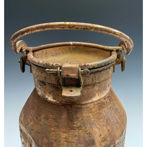 224 - A copper plated milk churn, the swing handle forming a locking device, height 63cm.