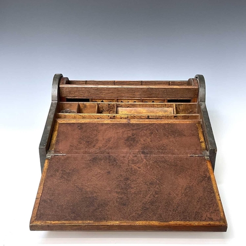 229 - A camphor wood campaign stationary box/writing slope, 19th century, the drawer and tambour top open ... 