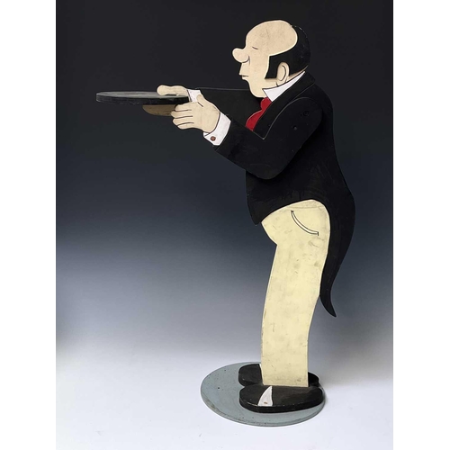 237 - A painted plywood dumb waiter, as a butler, on a circular base, height 87cm.