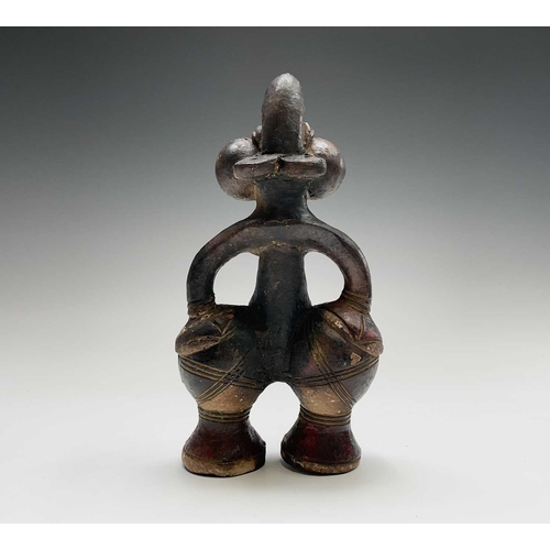 243 - Two African (Mangbetu) pottery figural vessels, the tallest 27cm high, and one other pottery figure ... 