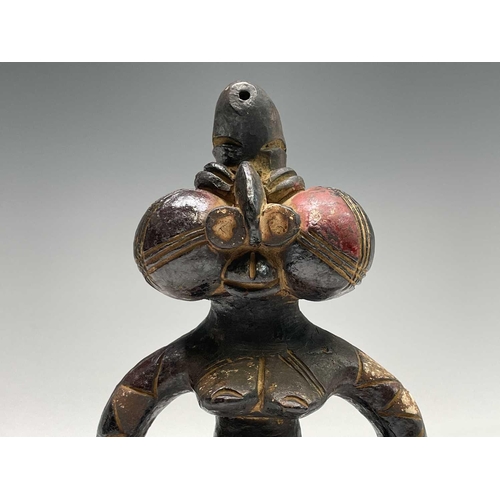 243 - Two African (Mangbetu) pottery figural vessels, the tallest 27cm high, and one other pottery figure ... 