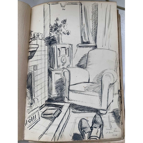 254 - WWII Naval interest. Wartime Naval Sketchbook by James Robinson who we believe may have served on HM... 