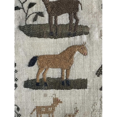 2802 - A George IV period sampler, worked by Elizabeth Wheatley aged eleven years, dated 1810, embroidered ... 