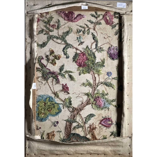 2804 - An English woolwork tapestry unframed panel and a framed silkwork picture