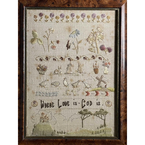 2805 - An early 20th century sampler, worked by Madeline Doris Day dated Spring 1924, embroidered with the ... 