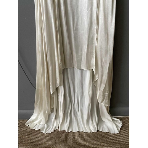 2811 - A 1920s ivory silk satin wedding dress, approximate size 6-8.