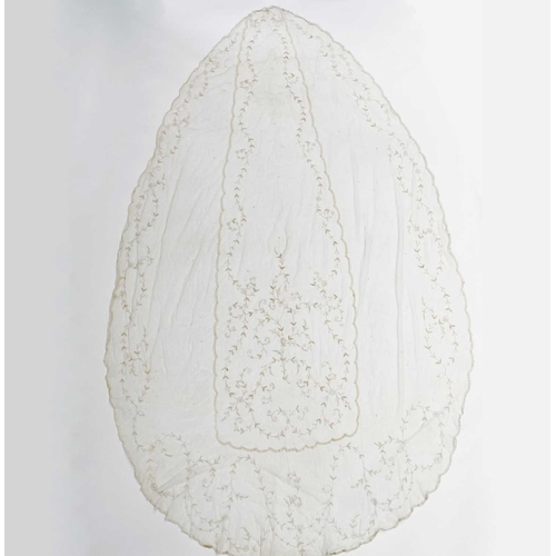 2813 - Wedding Attire - A circa 1930s tulle wedding veil with floral embroidery. Length 250cm, maximum widt... 