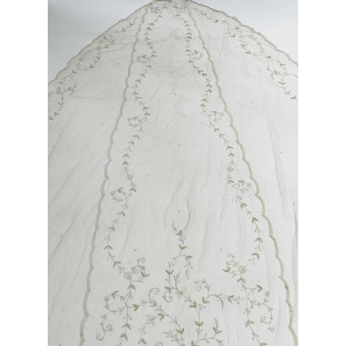 2813 - Wedding Attire - A circa 1930s tulle wedding veil with floral embroidery. Length 250cm, maximum widt... 