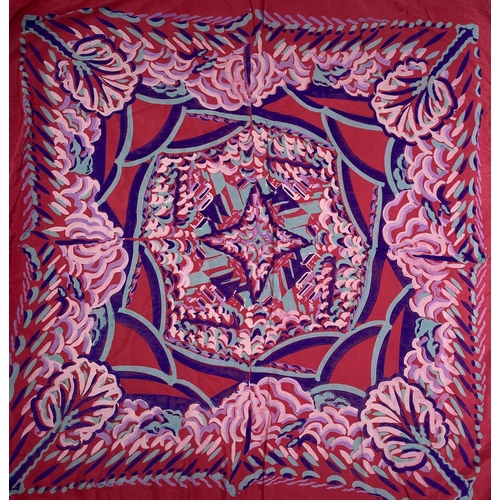 2818 - A 1920s Crysede hand-printed silk piano shawl, 100 x 100cm.