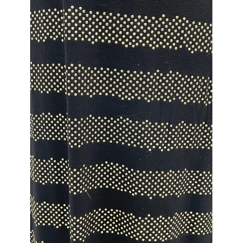 2822 - A MCQ by Alexandra McQueen sleeveless black dress, with raised gold dot horizontal banded decoration... 