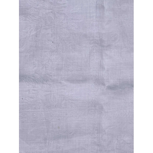 2842 - A 19th century damask banqueting tablecloth, inscribed 1887, 254 x 223cm approx.