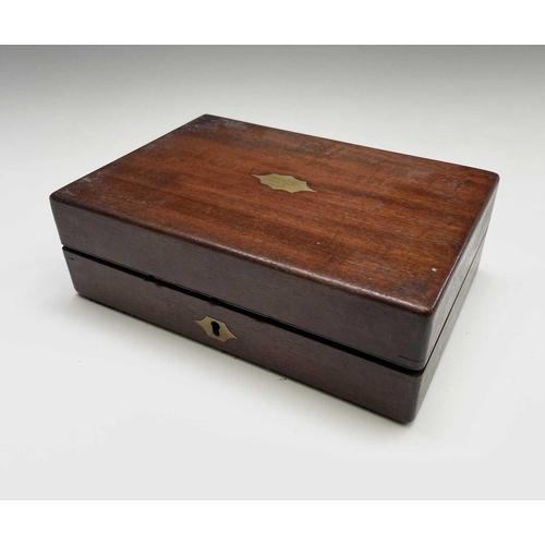 288 - An early Victorian gentleman's mahogany campaign travel case, the interior fitted with jars, a mirro... 