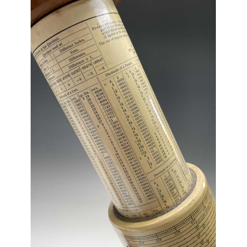 29 - A Stanley Fuller cylindrical calculator, with mahogany and brass fittings, in original case with lab... 