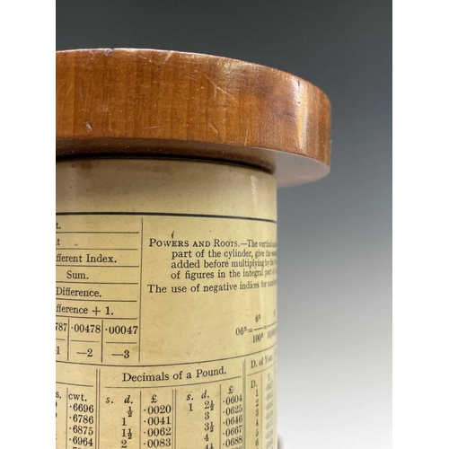 29 - A Stanley Fuller cylindrical calculator, with mahogany and brass fittings, in original case with lab... 